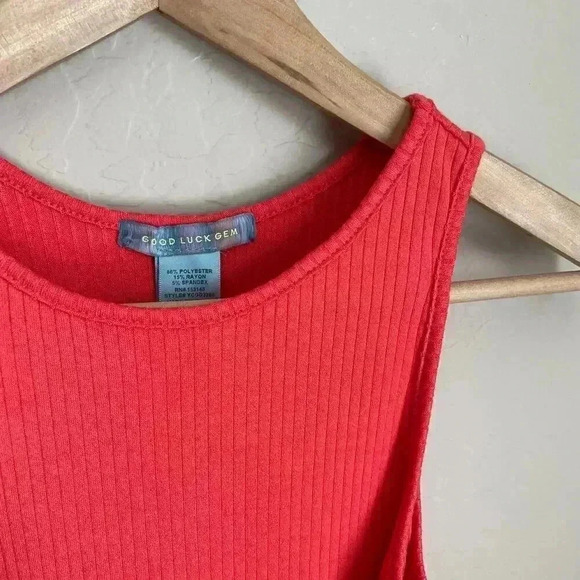 GOOD LUCK GEM Ribbed Tie Waist Slit Midi Dress - Picture 3 of 12